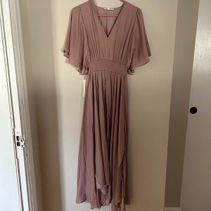 Grade & Gather Dusty Rose Cinched Waist Dress